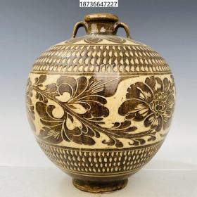 古董古玩老瓷器收藏 宋代西夏花卉纹梅瓶26*31CM