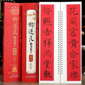 学海轩褚遂良楷书集字春联近距离临摹练字卡43幅春联12个横批褚体楷书简体旁注毛笔书法字帖成人学生临摹范本