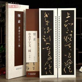 学海轩共2本怀素草书千字文二种大草小草近距离临摹练字卡原色原帖繁体旁注怀素草书字卡毛笔书法字帖成人学生临摹范本