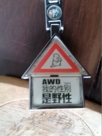 【怀旧类】钥匙链 别克 金属牌；AWD 房屋造型；企业纪念品牌。