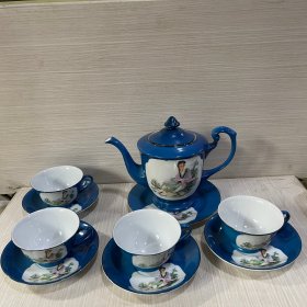 唐山瓷厂仕女茶具一套