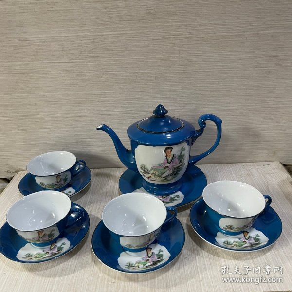 唐山瓷厂仕女茶具一套