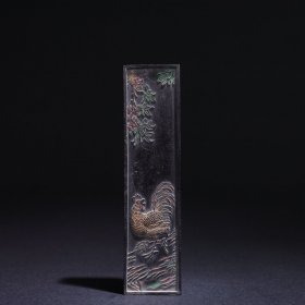 旧藏 五石漆烟 油烟墨条：金榜题名 尺寸：长9.1cm，宽2.2cm，厚1.1cm，重31.5g