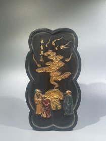 正宗徽州玄香異气图，开片清晰，重约226g，17×9.3×1.5cm