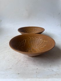 吉州窑瓷器碗一对 口径14cm 高度5cm