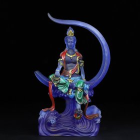 旧藏古法琉璃佛像 水月观音佛像一尊，长15厘米宽6.6厘米高24厘米，重1600克