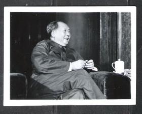 老照片毛泽东在书房会客画像老物件怀旧红色真品实物收藏