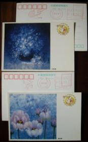 93年东亚运动会机盖邮资已付戳明信片2枚集邮邮政双圈机戳老封片