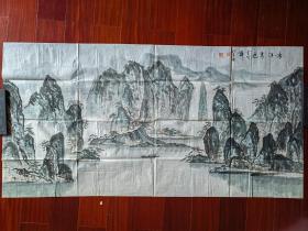 上海著名画家马明玉国画《漓江秀色》，68CM*136CM