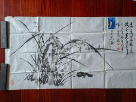 广东老画家王景岳国画《兰花》，98CM*53cm