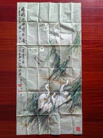 潮籍已故著名画家蔡敬翔国画（带封），102cm*50cm