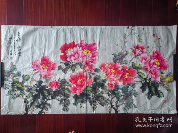 佚名国画《吉祥富贵》，136cm*68cm，画工好