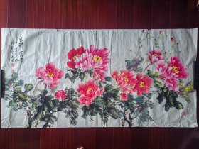 佚名国画《吉祥富贵》，136cm*68cm，画工好