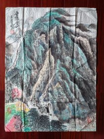 佚名国画《春绿云山》，68cm*50cm