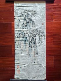 无款国画《山水》，88cm*34cm