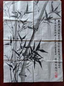 潮籍已故画家方志星国画，岭南老辈书法家、诗词名家潘佛章题，69cm*50cm