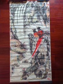 广州陈义林国画《双寿图》，68cm*136cm