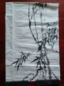无款国画《竹石图》，69cm*46cm