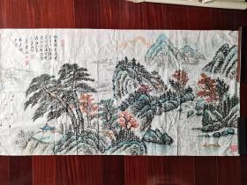 何连秀画，余藻华题诗，67CM*136CM