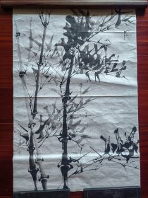 无款国画《风竹图》，68cm*45cm。
