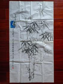 广东老画家王景岳国画《竹》，98CM*53cm