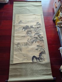 原装旧立轴带包首：介亭绢本国画，114cm*61cm