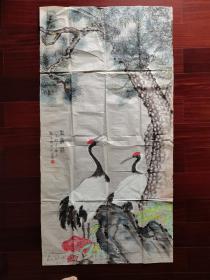 江苏省美术家协会会员韩承敏国画《松龄图》， 68cm*132cm
