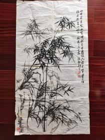 旧木板水印郑板桥国画《兰竹图》，软片，100M*54CM