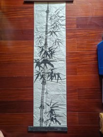 无款国画《竹图》，136cm*34cm