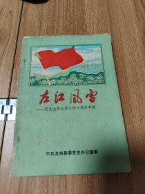 左江风雷——纪念大青山起义四十周年专辑（本书由原任中共左江工委书记的黄嘉作序，1987.6出版，268页，13图，仅印1500册，1947年8月19日，中共左江工作委员会成功发动龙州大青山武装起义，对国民党广西当局震动很大。之后，国民党对左江工委的武装力量连续进行了三次大围剿。第一、二次均被左江工委游击队打败。第三次围剿，经过三天的激战，在敌强我弱的情况下，游击队被迫撤出原来的据点退进越南境内。）