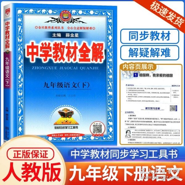 中学教材全解 九年级语文下 人教版 2017春