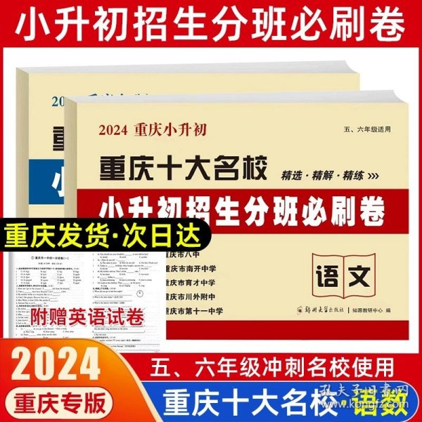 正版全新小学升初中/【?19】招生分班必刷卷 语数2本 2024新重庆小升初真题卷重点十大名校招生真卷语文数学人教版小升初系统总复习初一分班考试卷小学毕业升学必上刷题复习资料2023