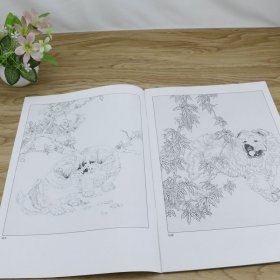 名犬白描画稿 美术教学示范作品动物工笔白描技法从入门到精通百虎百兽画谱临摹绘画入门图册书籍