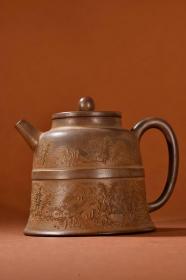 旧藏 紫砂老料山水意境茶壶