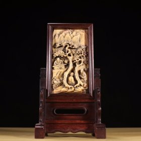 清代 松下抚琴插屏 规格：高23.5cm宽13cm重290g
