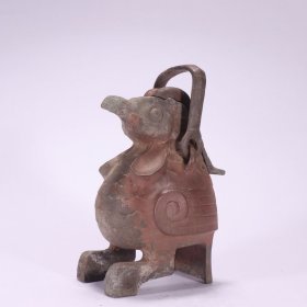 汉 铜胎矿彩鸟尊