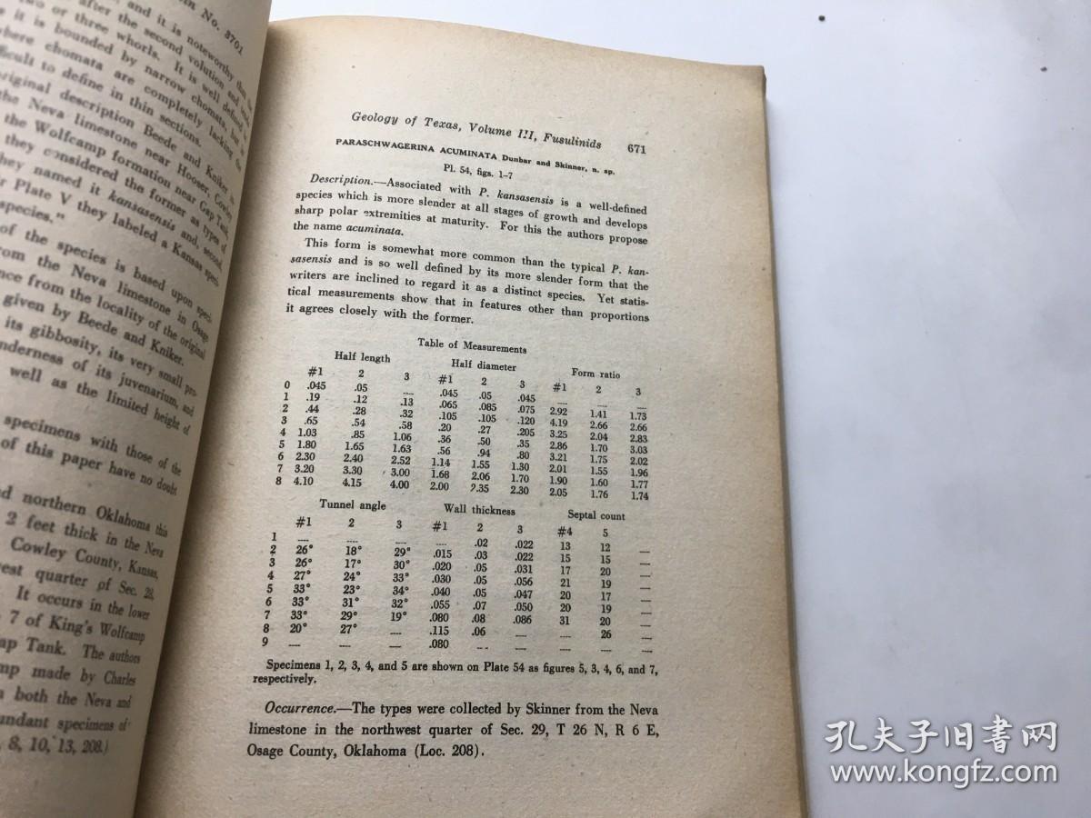 THE GEOLOGY OF TEXAS VOLUME III PART 1 PERMIAN FUSULINIDAE OF TEXAS得克萨斯州的地质第三卷 1937年得克萨斯大学版]