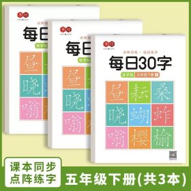 正版全新五年级下册同步字帖3本 一年级二年级同步练字帖小学生专用练字帖压同步字帖每日30字写字练字本人教版点阵控笔一日一练汉字描红本