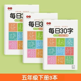 正版全新五年级下册3本 【压同步字帖】书行每日30字一年级字帖上下册语文点阵同步练字帖二三年级人教版小学生专用每日一练钢笔临摹描红硬笔书法练字本