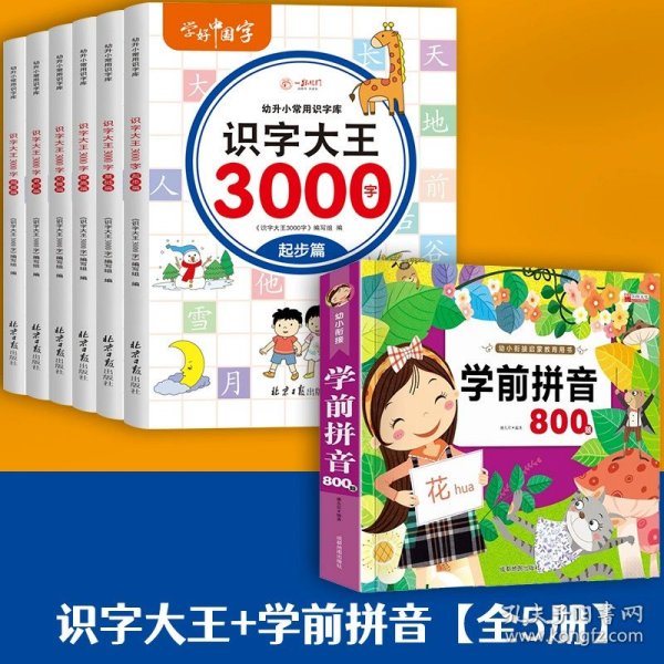 识字大王3000字（全6册）识字书幼儿认字有声伴读3-6岁幼小衔接一日一练象形识字启蒙