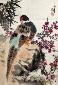 美协会员，陕西西安画家焦可群，纯手绘花鸟作品，尺寸 46*68，作品保真，装饰收藏佳品