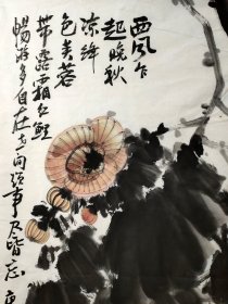 福建画家吴桐森，别署桐生，号快斋主人，纯手绘花鸟画，尺寸 68*136，作品保真，装饰收藏佳品