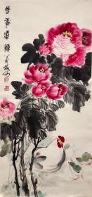 美协会员西安画家萧焕纯手绘花鸟作品，尺寸48*110，作品保真销售