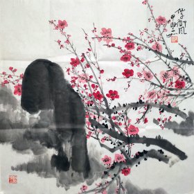 西泠印社画家吴静初，号静庵，笔名一如，纯手绘花鸟作品，尺寸68*68，作品保真，装饰收藏佳品