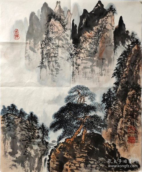 关东画派创始人，辽宁著名画家孙恩同，纯手绘山水画作，尺寸64*68，作品保真，装饰收藏佳品