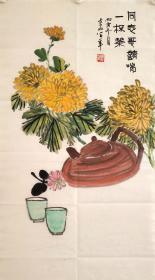 上海国画院画师富华，号“长白山人”，纯手绘作品，尺寸48*96，作品保真，装饰收藏佳品