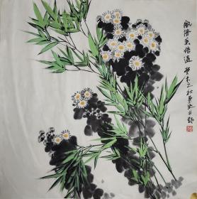 河南汝州籍画家鲁慕迅，湖北书画院副院长，纯手绘花鸟作品，尺寸68*68，作品保真，装饰收藏佳品