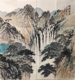 关东画派创始人，辽宁著名画家孙恩同，纯手绘山水画作，尺寸68*68，作品保真，装饰收藏佳品