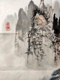 关东画派创始人，辽宁著名画家孙恩同，纯手绘山水画作，尺寸64*68，作品保真，装饰收藏佳品