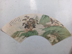印刷品   古代山水画    吴历  扇面